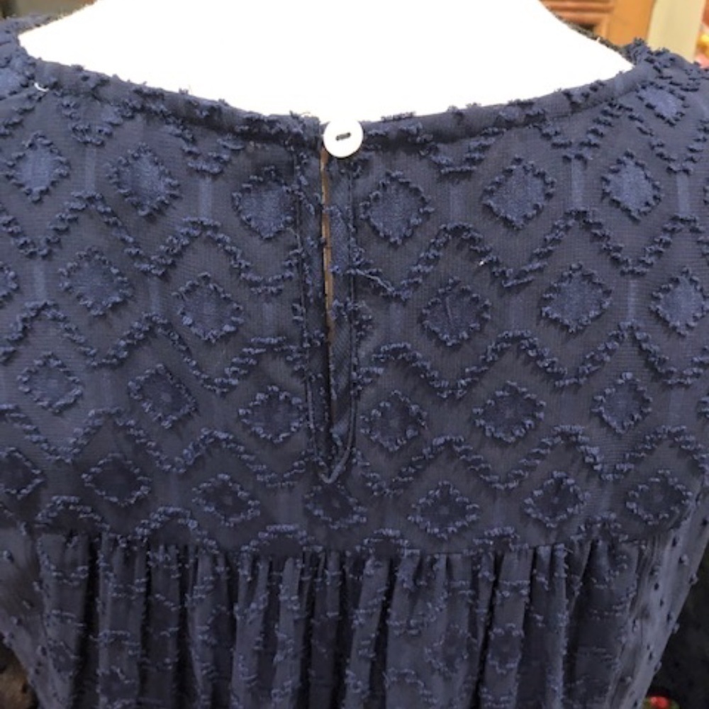 𝅺Daniel Rainn Navy Flutter Sleeve Lace Babydoll Dress, Size Medium - Picture 12 of 16